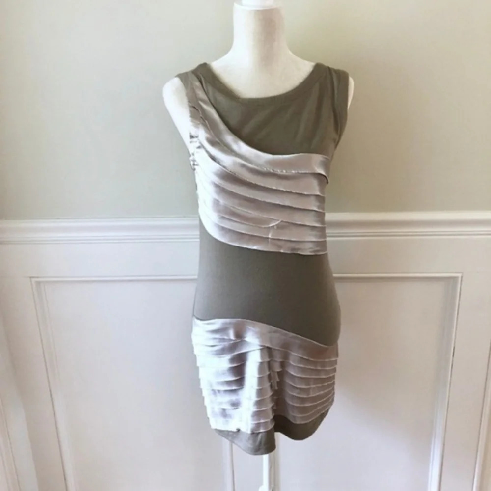 T Bags Stretch Jersey Layered Satin Stripe Dress